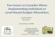 Ten Issues to Consider When Implementing Individual or Level-Based Budget Allocations