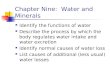 Chapter Nine:  Water and Minerals