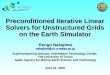 Preconditioned Iterative Linear Solvers for Unstructured Grids on the Earth Simulator