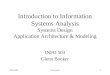Introduction to Information Systems Analysis Systems Design Application Architecture & Modeling