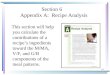 Section 6    Appendix A:  Recipe Analysis