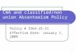 CWA and classified/non union Absenteeism Policy
