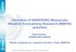 Overview of WWRP/WG-Mesoscale Weather Forecasting Research (MWFR) activities Dale Barker,