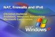 NAT, firewalls and IPv6 Christian Huitema Architect, Windows Networking Microsoft Corporation