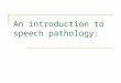 An introduction to speech pathology: