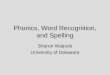 Phonics, Word Recognition, and Spelling