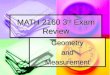 MATH 2160 3 rd  Exam Review