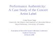Performance Authenticity:  A Case Study of the Concert Artist Label