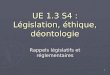 UE 1.3 S4 : Législation, éthique, déontologie