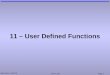 11 – User Defined Functions