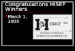 Congratulations HISEF Winners