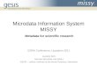 Microdata Information System MISSY Metadata for scientific research