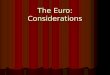 The Euro: Considerations