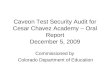 Caveon Test Security Audit for Cesar Chavez Academy – Oral Report December 5, 2009