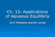 Ch. 15: Applications of Aqueous Equilibria
