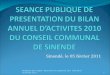 SEANCE PUBLIQUE DE PRESENTATION DU BILAN ANNUEL Dâ€™ACTIVITES 2010 DU CONSEIL COMMUNAL DE SINENDE