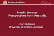 Health literacy: Perspectives from Australia