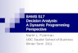 BAMS 517 Decision Analysis:  A Dynamic Programming Perspective