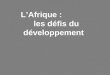 L’Afrique :              les défis du développement
