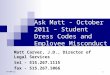 Ask Matt - October 2011 – Student Dress Codes and Employee Misconduct