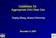 Guidelines for  Appropriate OAI Data Use