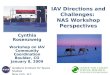 IAV Directions and Challenges:  NAS Workshop Perspectives