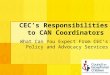 CEC’s Responsibilities to CAN Coordinators
