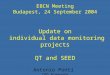 EBCN Meeting Budapest, 24 September 2004 Update on  individual data monitoring projects