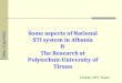 Some aspects of National STI system in Albania & The Research at Polytechnic University of Tirana