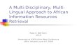 A Multi-Disciplinary, Multi-Lingual Approach to African Information Resources Retrieval