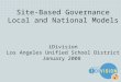 Site-Based Governance Local and National Models iDivision