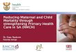 Reducing Maternal and Child Mortality through strengthening Primary Health Care in SA (RMCH)