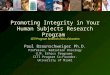 Promoting Integrity in Your Human Subjects Research Program
