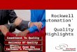 Rockwell Automation’s  Quality Highlights