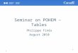 Seminar on POHEM –  Tables