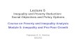 Lecture 5  Inequality and Poverty Reduction:  Social Objectives and Policy Options