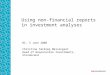 Using non-financial reports in investment analyses