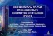 PRESENTATION TO THE PARLIAMENTARY COMMITTEE ON FINANCE (PCOF)