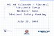AGC of Colorado / Pinnacol Assurance Group  Workers’ Comp Dividend Safety Meeting July 25, 2006