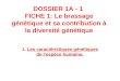 DOSSIER 1A - 1  FICHE 1: Le brassage génétique et sa contribution à la diversité génétique