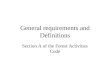 General requirements and Definitions