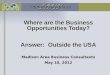 Where are the Business Opportunities Today? Answer:  Outside the USA