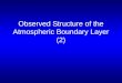 Observed Structure of the Atmospheric Boundary Layer (2)