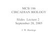 MCB 186 CIRCADIAN BIOLOGY Slides  Lecture 2   September 28, 2005 J. W. Hastings