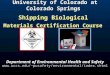 University of Colorado at Colorado Springs Shipping Biological  Materials Certification Course