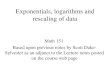 Exponentials, logarithms and rescaling of data
