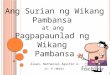 Ang Surian ng Wikang Pambansa at  ang Pagpapaunlad ng Wikang Pambansa