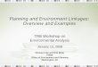 Planning and Environment Linkages: Overview and Examples