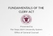 FUNDAMENTALS OF THE  CLERY  ACT