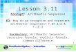 Lesson 3.11 Concept : Arithmetic Sequences